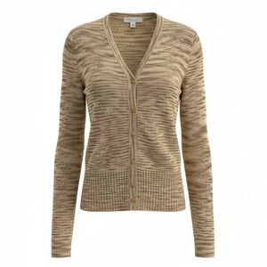 Vintage Carolina Herrera Tan Knit Cardigan Sz 12 Designer Quiet Luxury Old Money